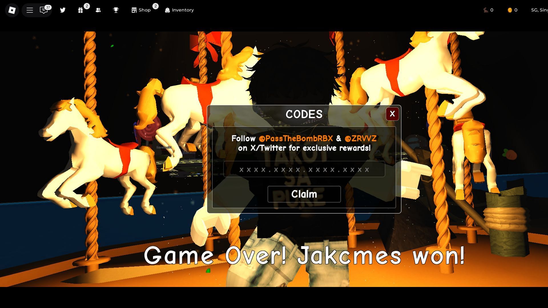 Redeem codes here (Image via Roblox)
